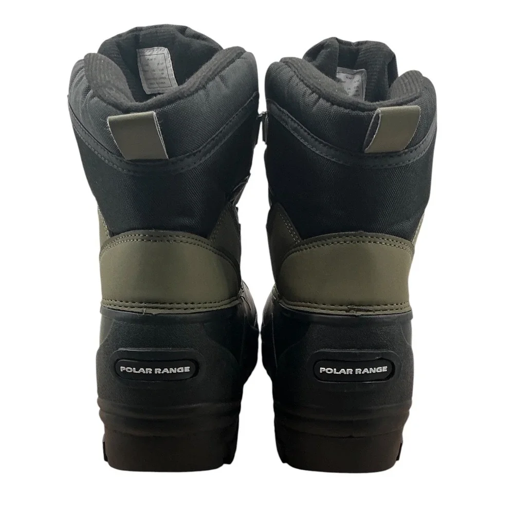 Polar Range Peak-01 Mens Winter Boots Waterproof Duck Boots Olive Black Size 11